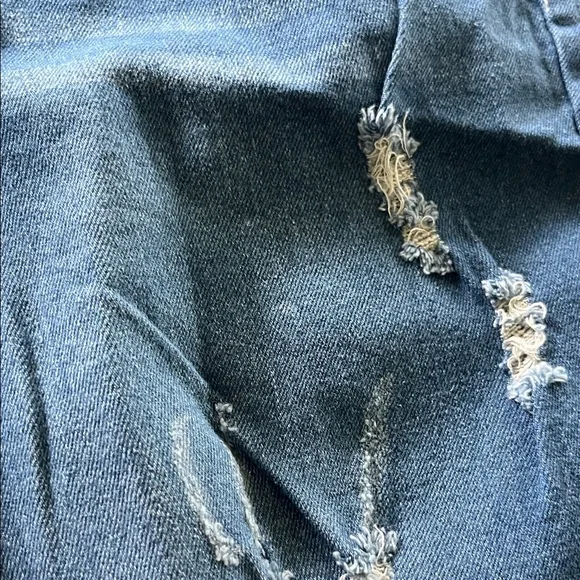 Casual Distressed Boyfriend Jeans in Deep Blue - Picture 3 of 7